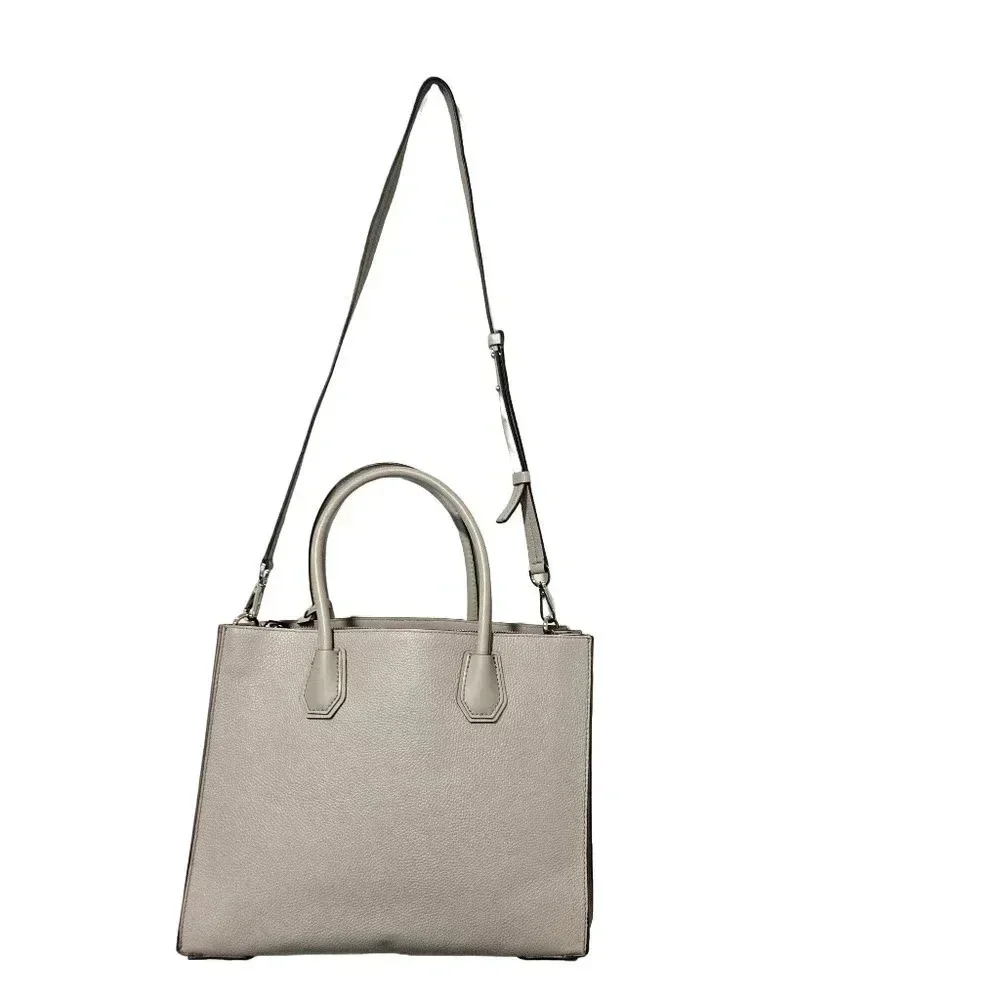 Michael Kors Mercer Large Convertible Pearl Grey Leather Tote Bag